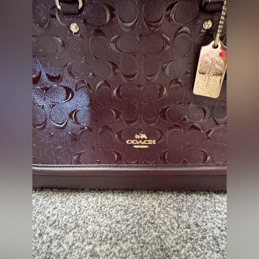 EUC Coach Sierra Satchel Oxblood Signature Debossed Patent Leather Burgundy - Picture 3 of 13
